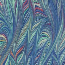 Hand Marbled Paper Flamed Pattern in Blues ~ Berretti Marbled Arts